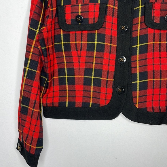Vintage plaid cropped preppy shirt cardigan - Picture 4 of 8
